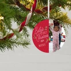 Ornament Shop -Ornament Shop Babys First Personalized Round Christmas Ornament 1999QHE1711B23 02