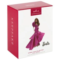 Hallmark Barbie™ Pink Collection™ 2023 Porcelain And Fabric Ornament -Ornament Shop Barbie in Hot Pink Dress Keepsake Ornament 4999QXI7007 04