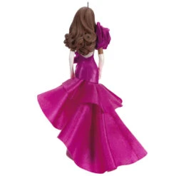 Hallmark Barbie™ Pink Collection™ 2023 Porcelain And Fabric Ornament -Ornament Shop Barbie in Hot Pink Dress Keepsake Ornament 4999QXI7007 06