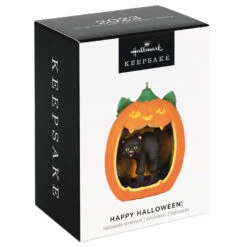 Hallmark Happy Halloween! Ornament -Ornament Shop Black Cat Pumpkin Diorama Keepsake Ornament 1799QFO5311 04