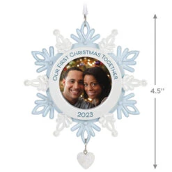 Hallmark Our First Christmas Together Snowflake 2023 Photo Frame Ornament 10 Hallmark Our First Christmas Together Snowflake 2023 Photo Frame Ornament -Ornament Shop BlueWhite Snowflake Picture Frame Keepsake Ornament 1699QGO2879 03