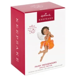 Hallmark Fairy Messengers Special Edition Ornament -Ornament Shop Fairy in Orange Flower Dress Keepsake Ornament 1699QGO2789 04