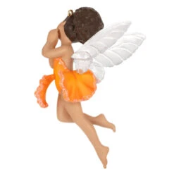 Hallmark Fairy Messengers Special Edition Ornament -Ornament Shop Fairy in Orange Flower Dress Keepsake Ornament 1699QGO2789 06