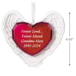 Hallmark Forever Loved Memorial Heart And Angel Wings Text Personalized Ornament -Ornament Shop Forever Loved Memorial Heart and Angel Wings Personalized Keepsake Ornament 2499QHE2119B1 03