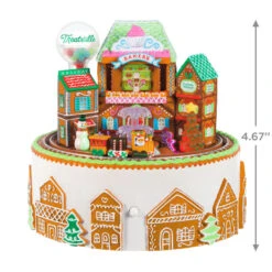 Hallmark Gingerbread Village Musical Ornament With Light And Motion -Ornament Shop Gingerbread Village With Train Keepsake Ornament 6499QGO2687 03