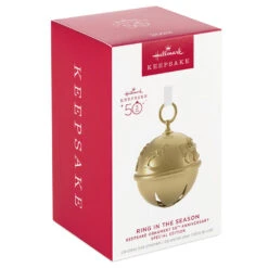 Hallmark 50th Anniversary Ring In The Season Special Edition Metal Bell Ornament -Ornament Shop Gold Jingle Bell Keepsake Ornament 2899QGO2989 04