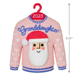 Hallmark Granddaughter Christmas Sweater 2023 Ornament -Ornament Shop Granddaughter Santa Sweater 2023 Keepsake Ornament 1399QGO2549 03