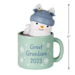 Hallmark Great-Grandson Hot Cocoa Mug 2023 Ornament -Ornament Shop GreatGrandson Snowman in Mug Keepsake Ornament 1399QGO2567 03