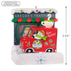 Hallmark Happy Holiday Parade Collection Gregor's Trattoria Musical Ornament With Light -Ornament Shop Gregors Trattoria and Food Truck Keepsake Ornament 3499QGO2527 03