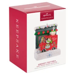 Hallmark Happy Holiday Parade Collection Gregor's Trattoria Musical Ornament With Light -Ornament Shop Gregors Trattoria and Food Truck Keepsake Ornament 3499QGO2527 04