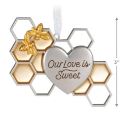 Hallmark Our Love Is Sweet Metal Ornament 10 Hallmark Our Love Is Sweet Metal Ornament -Ornament Shop Honeycomb and Heart Keepsake Ornament 1799QHX3027 03