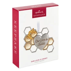 Hallmark Our Love Is Sweet Metal Ornament 11 Hallmark Our Love Is Sweet Metal Ornament -Ornament Shop Honeycomb and Heart Keepsake Ornament 1799QHX3027 04