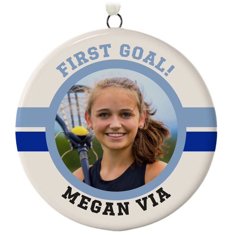 Lacrosse Ceramic Circle Personalized Photo Ornament 3 Lacrosse Ceramic Circle Personalized Photo Ornament