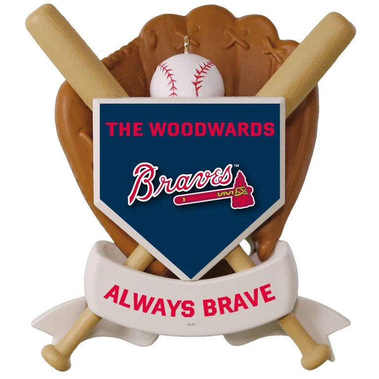 MLB Baseball Personalized Ornament, Braves™ 3 MLB Baseball Personalized Ornament, Braves™