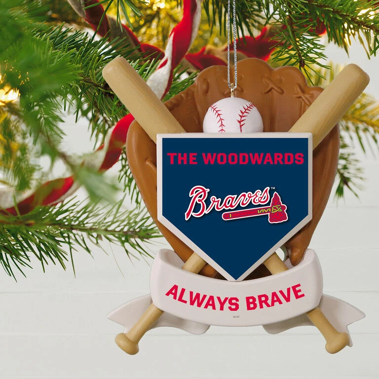 MLB Baseball Personalized Ornament, Braves™ 4 MLB Baseball Personalized Ornament, Braves™ - Image 2