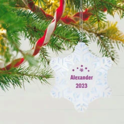 Hallmark Magic Sparkling Snowflake Block Text Personalized Ornament With Light -Ornament Shop Magic Sparkling Snowflake Block Text Personalized Keepsake Ornament With Light 2999QHE2010B2 02