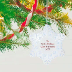 Hallmark Magic Sparkling Snowflake Script Text Personalized Ornament With Light -Ornament Shop Magic Sparkling Snowflake Script Text Personalized Keepsake Ornament With Light 2999QHE2010B1 02