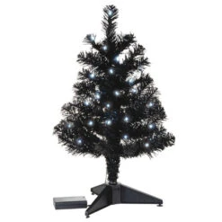 Hallmark Miniature Black Pre-Lit Christmas Tree, 18.75" -Ornament Shop Miniature Black PreLit Christmas Tree 2499QSB6246 06