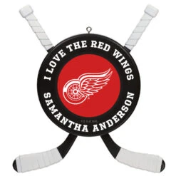 NHL Hockey Personalized Ornament, Detroit Red Wings®