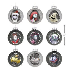 Hallmark Disney Tim Burton's The Nightmare Before Christmas Halloween Town Glass Ornaments, Set Of 9 -Ornament Shop Nightmare Before Christmas Glass Ball Keepsake Ornaments 2999QSB6289 03