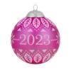 Hallmark Christmas Commemorative 2023 Glass Ball Ornament -Ornament Shop Pink Glass Ball 2023 Keepsake Ornament 2299QXR8127 01