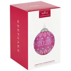 Hallmark Christmas Commemorative 2023 Glass Ball Ornament -Ornament Shop Pink Glass Ball 2023 Keepsake Ornament 2299QXR8127 04