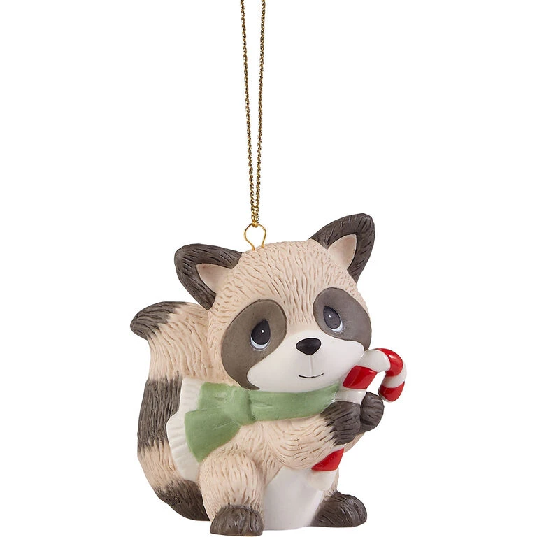 Precious Moments Spreading Christmas Cheer Raccoon Ornament, 2.8" 3 Precious Moments Spreading Christmas Cheer Raccoon Ornament, 2.8"