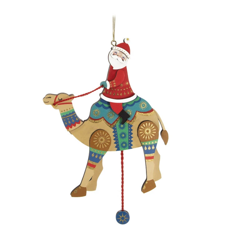 Hallmark Pull-String Camel With Santa Wood Ornament 3 Hallmark Pull-String Camel With Santa Wood Ornament