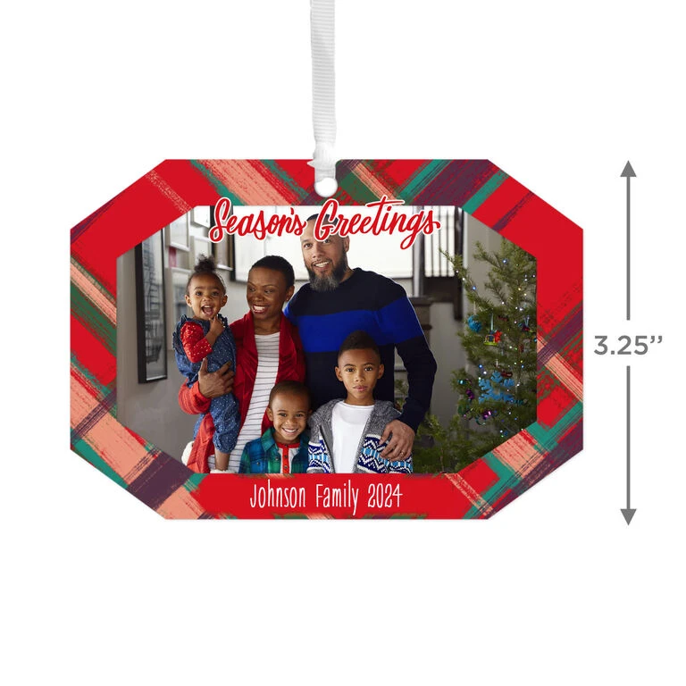Hallmark Red Plaid Personalized Text And Photo Metal Ornament 5 Hallmark Red Plaid Personalized Text And Photo Metal Ornament - Image 3