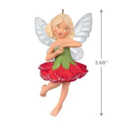 Hallmark Fairy Messengers Carnation Fairy Ornament -Ornament Shop Red and Green Fairy Keepsake Ornament 1499QXR8007 03