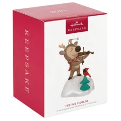 Hallmark Festive Fiddler Musical Ornament -Ornament Shop Reindeer Playing Violin Musical Keepsake Ornament 2199QGO2937 04