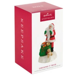 Hallmark Checking It Twice Ornament With Light And Sound -Ornament Shop Santa Checking His List Keepsake Ornament 2999QGO2657 04
