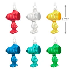 Hallmark The Peanuts® Gang Snoopy Glass Ornaments, Set Of 6 -Ornament Shop Set of 6 Colored Glass Snoopy Keepsake Ornaments 2499QSB6329 03