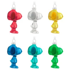 Hallmark The Peanuts® Gang Snoopy Glass Ornaments, Set Of 6 -Ornament Shop Set of 6 Colored Glass Snoopy Keepsake Ornaments 2499QSB6329 06