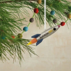 Signature Rocket Ship Hallmark Ornament -Ornament Shop Signature Rocket Ship Christmas Ornament 1HDL2176 02