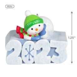 Hallmark Mini A Snowy 2023 Ornament With Light, 1.25" -Ornament Shop Snowman 2023 Keepsake Ornament 1299QXM9209 03