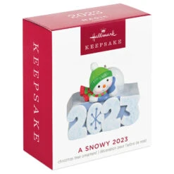 Hallmark Mini A Snowy 2023 Ornament With Light, 1.25" -Ornament Shop Snowman 2023 Keepsake Ornament 1299QXM9209 04