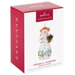 Hallmark Snowtop Lodge Terran S. Gardner Porcelain Ornament 11 Hallmark Snowtop Lodge Terran S. Gardner Porcelain Ornament -Ornament Shop Snowman with Flower Pot Keepsake Ornament 2299QXR8119 04