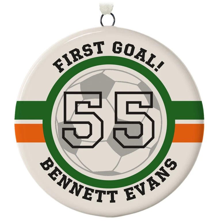 Soccer Ceramic Circle Personalized Ornament 3 Soccer Ceramic Circle Personalized Ornament