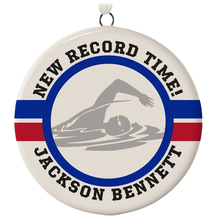 Swimming Ceramic Circle Personalized Ornament 3 Swimming Ceramic Circle Personalized Ornament