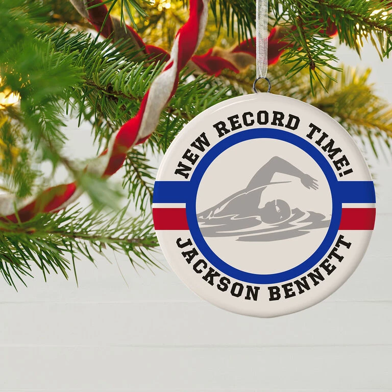 Swimming Ceramic Circle Personalized Ornament 4 Swimming Ceramic Circle Personalized Ornament - Image 2