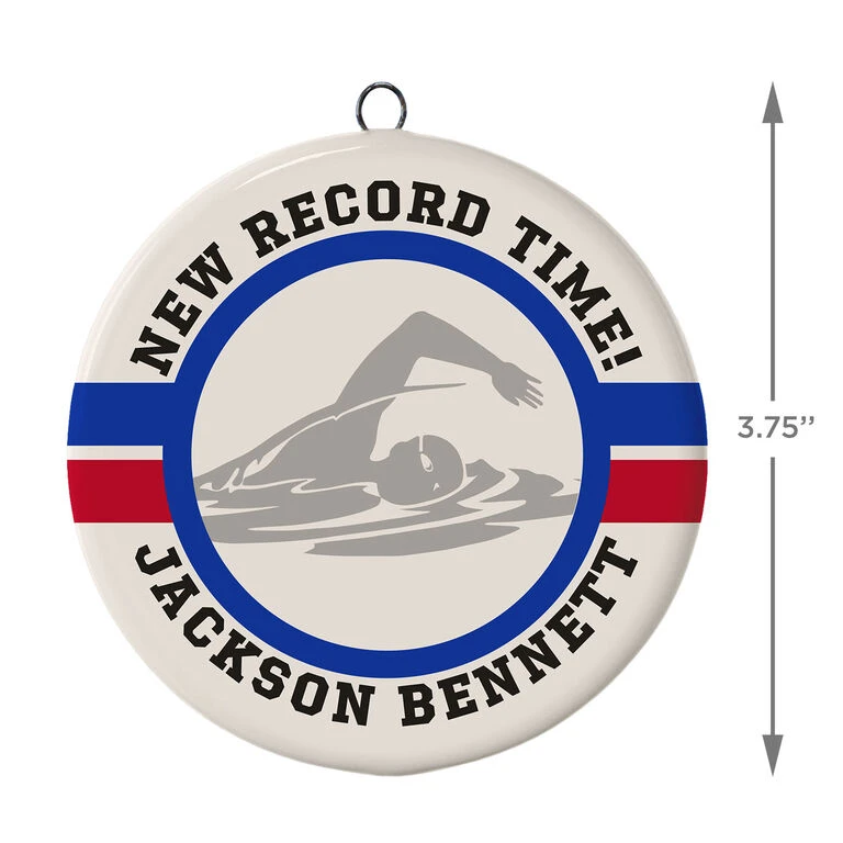 Swimming Ceramic Circle Personalized Ornament 5 Swimming Ceramic Circle Personalized Ornament - Image 3