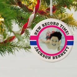 Swimming Ceramic Circle Personalized Photo Ornament -Ornament Shop Swimming Ceramic Circle Personalized Photo Ornament 1999QHE1711B101 02