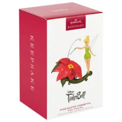 Hallmark Disney Tinker Bell Pixie-Dusted Poinsettia Ornament -Ornament Shop Tinker Bell on Flower Keepsake Ornament 2099QXD6637 04