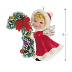Hallmark Vintage Angel Porcelain Ornament -Ornament Shop Vintage Angel With Candy Cane Keepsake Ornament 2499QXT4127 03