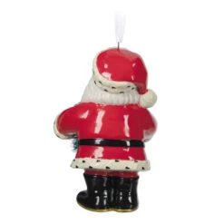 Hallmark Jolly Santa Porcelain Special Edition Ornament -Ornament Shop Vintage Jolly Santa With Wreath Keepsake Ornament 2499QXT4113 06