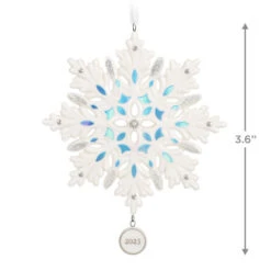Hallmark Snowflake 2023 Porcelain Ornament 10 Hallmark Snowflake 2023 Porcelain Ornament -Ornament Shop White Blue and Silver Snowflake Keepsake Ornament 1999QGO2957 03