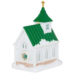 Hallmark Candlelight Service Ornament -Ornament Shop White Church With Green Steeple Keepsake Ornament 2199QGO2767 06