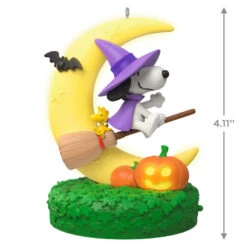Hallmark The Peanuts® Gang Snoopy's Moonlit Mischief Musical Ornament With Light -Ornament Shop Witch Snoopy on Broom Keepsake Ornament 2699QFO5319 03