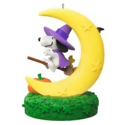 Hallmark The Peanuts® Gang Snoopy's Moonlit Mischief Musical Ornament With Light -Ornament Shop Witch Snoopy on Broom Keepsake Ornament 2699QFO5319 06
